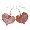 Cottonwood Leaf Earrings Iridescent Copper