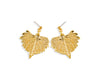Cottonwood Leaf Earrings- Gold