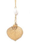 Aspen Leaf Stone Necklace- Gold