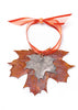 Sugar Maple Leaf Double Ornament- Iridescent Copper & Silver