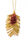 Redwood Needle and Redwood Cone Double Necklace- Gold & Iridescent Copper
