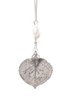Aspen Leaf Stone Necklace- Silver